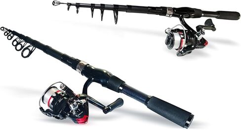 Telescopic Fishing Pole Combo, 2PCS 6.89ft Carbon Fiber Fishing Rods Spinning Reels Set，Full Kit with Fishing Pliers Lures and Carrier Bag for Travel Saltwater Freshwater in Saudi Arabia