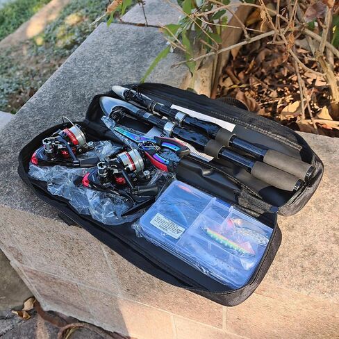 Telescopic Fishing Pole Combo, 2PCS 6.89ft Carbon Fiber Fishing Rods Spinning Reels Set，Full Kit with Fishing Pliers Lures and Carrier Bag for Travel Saltwater Freshwater in Saudi Arabia