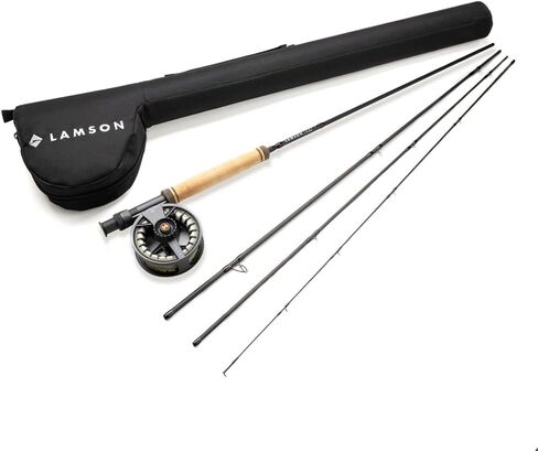 LAMSON | Liquid Combo Fly Fishing Rod and Reel Pre Spooled | Cordura Travel Tube & Padded Reel Case | U.S. Made Fly line | Medium Fast Action 9 Foot 4-Piece | 5wt + 8wt with Fighting Butt in Kuwait