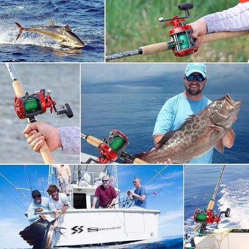 Sougayilang Fiberglass Fishing Rod Combo with Conventional Reel, Durable P-Cork Rod Handle, Medium Heavy for Catfish Salmon and Steelhead in Saudi Arabia