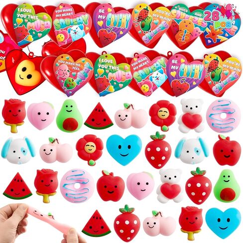 Joyin 28 حزم ألعاب Mochi Squishy مع البطاقات والقلوب المملوءة ، Kawaii Glitter Squishy Toy for Kids Exchange ، جوائز الفصول الدراسية ، لوازم الحفلات. in Saudi Arabia
