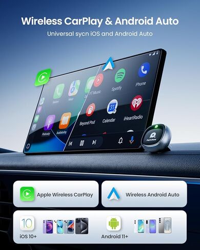 Wireless CarPlay Adapter, Multi-User Seamless Convert Wired to Wireless for Apple Car Play & Android Auto, Fast Auto Connection, Plug and Play, Support iOS 10+/Android 11+, OTA Upgrade in Kuwait
