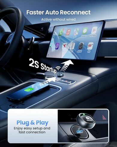 Wireless CarPlay Adapter, Multi-User Seamless Convert Wired to Wireless for Apple Car Play & Android Auto, Fast Auto Connection, Plug and Play, Support iOS 10+/Android 11+, OTA Upgrade in Kuwait