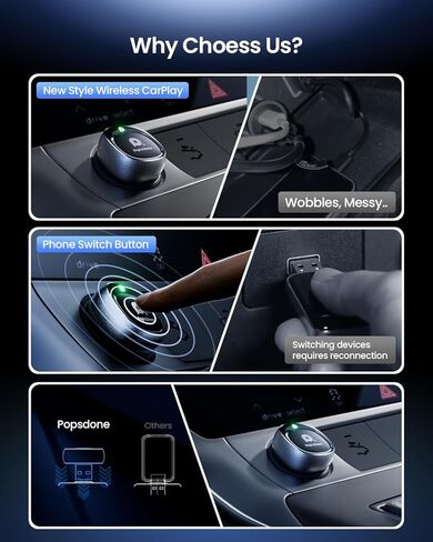 Wireless CarPlay Adapter, Multi-User Seamless Convert Wired to Wireless for Apple Car Play & Android Auto, Fast Auto Connection, Plug and Play, Support iOS 10+/Android 11+, OTA Upgrade in Kuwait