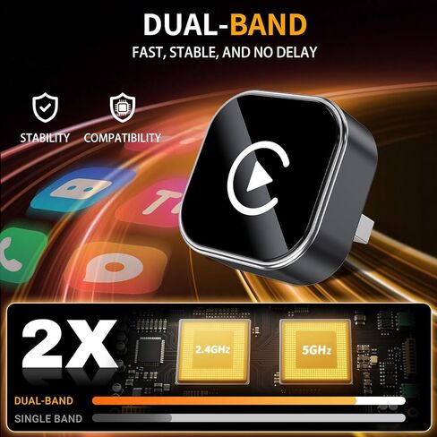 محول CarPlay لاسلكي صغير 2 في 1 مطور لعام 2026 - اتصال تلقائي سريع، اتصال مستقر، محول توصيل وتشغيل صغير الحجم لأجهزة iPhone وAndroid Auto المتوافقة مع السيارات (أسود) in Kuwait