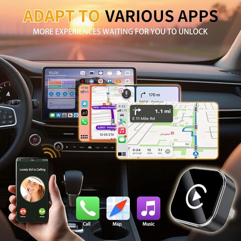 محول CarPlay لاسلكي صغير 2 في 1 مطور لعام 2026 - اتصال تلقائي سريع، اتصال مستقر، محول توصيل وتشغيل صغير الحجم لأجهزة iPhone وAndroid Auto المتوافقة مع السيارات (أسود) in Kuwait
