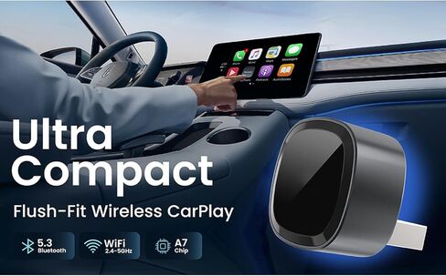 محول CarPlay اللاسلكي متعدد المستخدمين مدمج للغاية 2026 لهاتف iPhone - واي فاي ثنائي النطاق سريع ومستقر 5 جيجا هرتز، يحول السلكي إلى لاسلكي، USB-A/USB-C، للسيارات 2016+، iOS 10+ in Saudi Arabia