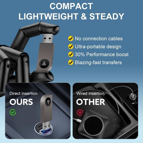 2 in 1 Wireless CarPlay Adapter, Android Auto Plug&Play CarPlay Dongle Converts Wired to Wireless with USB&USB-C/Type-C, Fast Auto-Connect, Stable Control & No Delay, for iOS 10+/Android 11+ in Kuwait