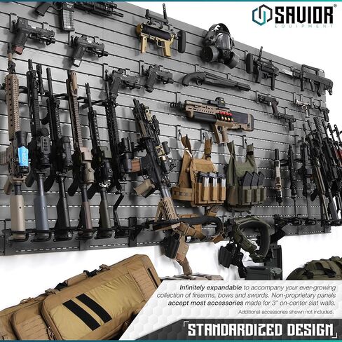 نظام رف الحائط من Savior Equipment، لوحات Slatwall من الفولاذ شديدة التحمل، وحدة تخزين مثبتة على الحائط، 5 أو 10 قطع من الأسلحة النارية المعيارية، منظم ملحقات معدات الحائط in Saudi Arabia