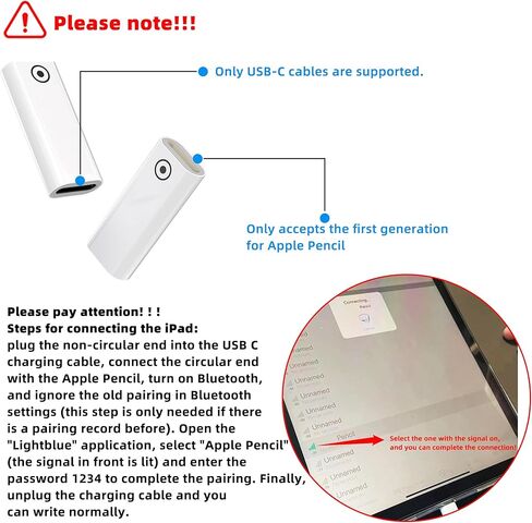 محول Lightning أنثى إلى USB C أنثى لشحن قلم Apple لجهاز iPad الجيل الأول محول كابل شاحن لقلم Apple موصل دونجل USB-C لشحن ملحقات جيل القلم in Saudi Arabia