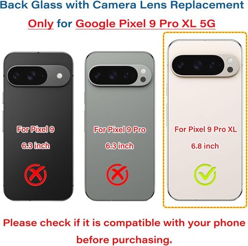 for Pixel 9 Pro XL Back Glass Compatible for Google Pixel 9 Pro XL 5G Rear Back Cover Glass Housing Door Replacement Part with Camera Lens,Pre-Install Tapes + Tools(Not for Pixel 9/9 Pro)-Hazel in Saudi Arabia