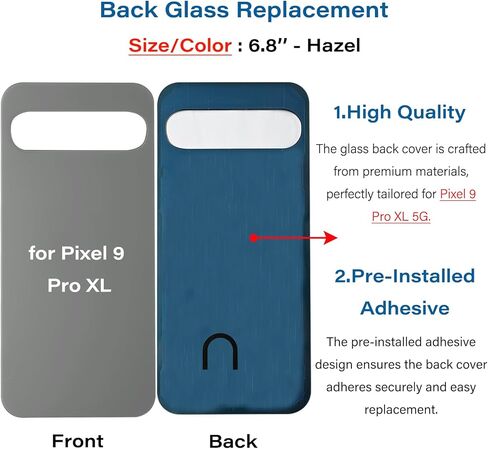for Pixel 9 Pro XL Back Glass Compatible for Google Pixel 9 Pro XL 5G Rear Back Cover Glass Housing Door Replacement Part with Camera Lens,Pre-Install Tapes + Tools(Not for Pixel 9/9 Pro)-Hazel in Saudi Arabia