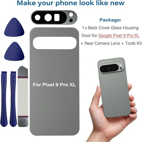 for Pixel 9 Pro XL Back Glass Compatible for Google Pixel 9 Pro XL 5G Rear Back Cover Glass Housing Door Replacement Part with Camera Lens,Pre-Install Tapes + Tools(Not for Pixel 9/9 Pro)-Hazel in Saudi Arabia