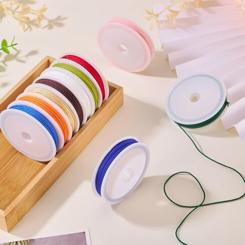 1mm Polyester Twisted Cord Mixed Colors Round Polyester Twisted Cord 40m/50m for Necklace Bracelet DIY Jewelry Keychain Handmade Crafts Making Supplies 8rolls/10rolls (C Style) in Saudi Arabia
