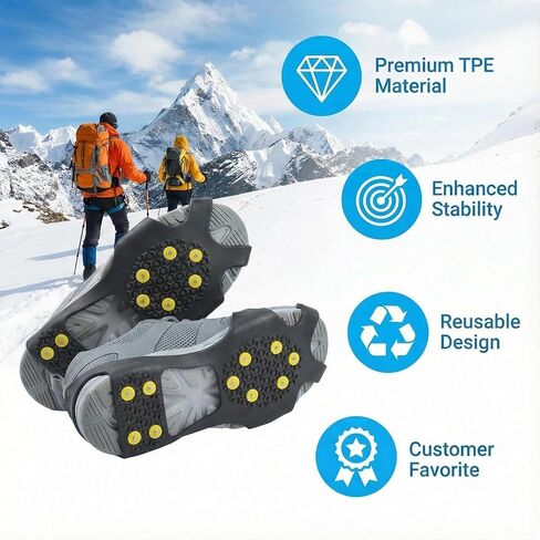 1 Pair of 10-Tooth Cleats, Anti-Slip Ice Snow Traction Spikes, Lightweight TPE Climbing Shoes Grips, Secure Cleat Covers for Hiking Boots on Ice (Size S) in Saudi Arabia