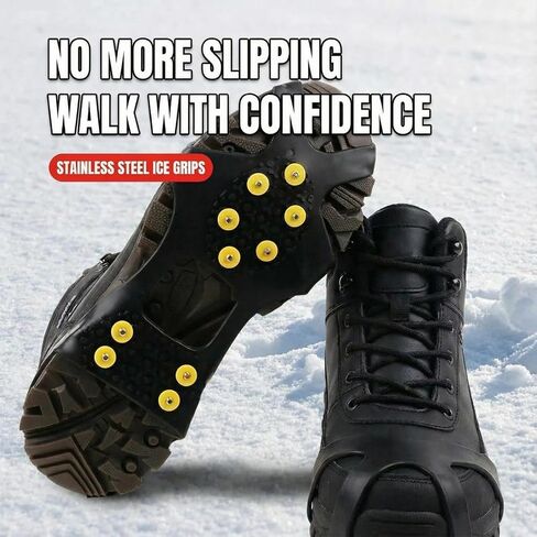 1 Pair of 10-Tooth Cleats, Anti-Slip Ice Snow Traction Spikes, Lightweight TPE Climbing Shoes Grips, Secure Cleat Covers for Hiking Boots on Ice (Size S) in Saudi Arabia