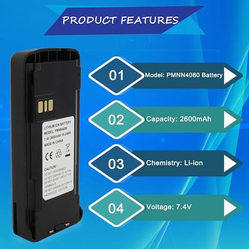 1PC PMNN4476A PMNN4080 PMNN4081 PMNN4082 Li-ion Battery Pack 2600mAh Replacement for Motorola Radio CP100D CP185 CP476 CP477 CP1200 CP1300 CP1600 CP1660 EP350 in Saudi Arabia