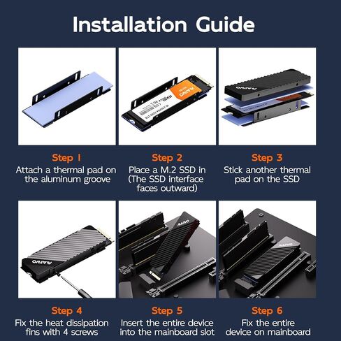 MAIWO M.2 SSD Heat Sink Cooler for 2280 SSDs Double-Sided Heatsink with Thermal Silicone Pad for PC NVMe M2 SSD, Aluminum Alloy Shell, 5mm Thickness in Saudi Arabia