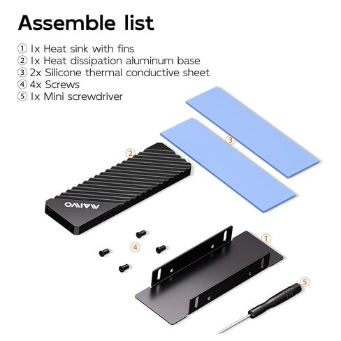 MAIWO M.2 SSD Heat Sink Cooler for 2280 SSDs Double-Sided Heatsink with Thermal Silicone Pad for PC NVMe M2 SSD, Aluminum Alloy Shell, 5mm Thickness in Saudi Arabia