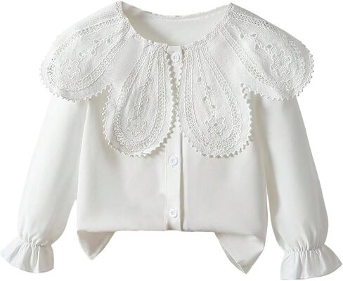 Verdusa Toddler Girl's Floral Eyelet Button Up Blouse Ruffle Collared Boho Chic Tops in Saudi Arabia