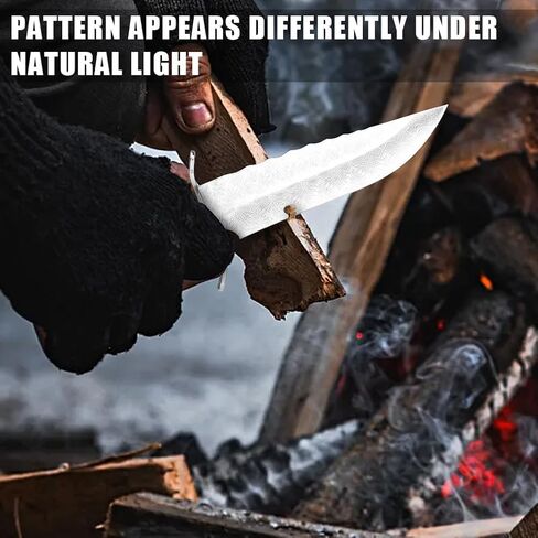 سكين باوي ذو نصل ثابت مع غمد، سكين صيد كامل تانغ مقاس 10.7 بوصة للتخييم في الهواء الطلق، والبقاء على قيد الحياة، وصناعة الأشجار، وشفرة فولاذية عالية الكربون in Kuwait