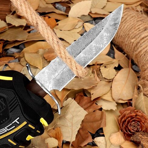 سكين باوي ذو نصل ثابت مع غمد، سكين صيد كامل تانغ مقاس 10.7 بوصة للتخييم في الهواء الطلق، والبقاء على قيد الحياة، وصناعة الأشجار، وشفرة فولاذية عالية الكربون in Kuwait