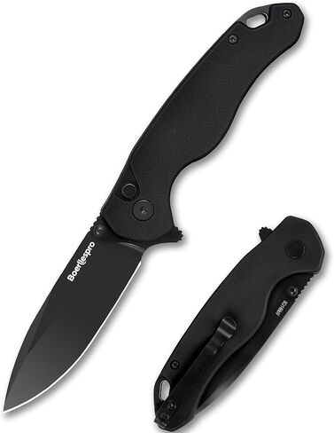 Pocket Knife – 2.99" 8Cr14MoV Steel Blade, G10 Handle | EDC Folding Knife with Pocket Clip, for Men & Women | Sharp for Camping, Fishing, Hunting, Tactical Use & Survival Hiking -Black in Saudi Arabia