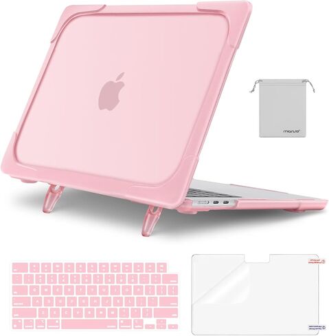 حافظة MOSISO متوافقة مع جهاز MacBook Air 13 بوصة 2025 2024 2023 2022 M4 A3240 M3 A3113 M2 A2681، حافظة صلبة شديدة التحمل مع مسند قابل للطي وغطاء لوحة مفاتيح وفيلم شاشة وحقيبة لجهاز MacBook Air 13.6، أحمر in Saudi Arabia