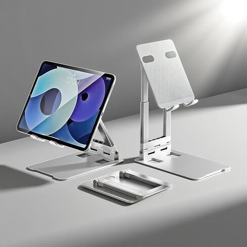 Tablet Holder Solid Sturdy Stand, Phone Holder for Desk,Foldable & Adjustable,360° Swivel Bracket,Compatible with iPhone, iPad, Surface Pro, Portable Monitor 7" - 15.6" Super Sturdy, White in Saudi Arabia