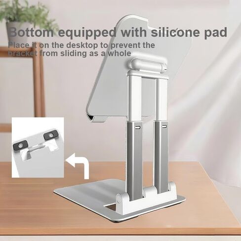 Tablet Holder Solid Sturdy Stand, Phone Holder for Desk,Foldable & Adjustable,360° Swivel Bracket,Compatible with iPhone, iPad, Surface Pro, Portable Monitor 7" - 15.6" Super Sturdy, White in Saudi Arabia