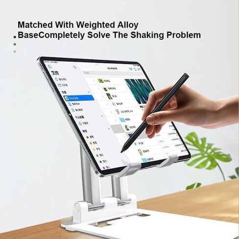 Tablet Holder Solid Sturdy Stand, Phone Holder for Desk,Foldable & Adjustable,360° Swivel Bracket,Compatible with iPhone, iPad, Surface Pro, Portable Monitor 7" - 15.6" Super Sturdy, White in Saudi Arabia