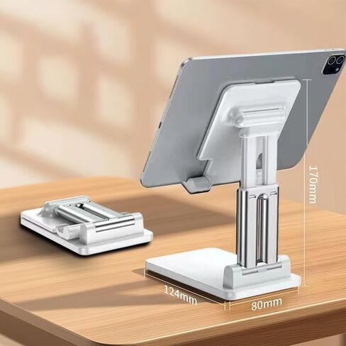 Tablet Holder Solid Sturdy Stand, Phone Holder for Desk,Foldable & Adjustable,360° Swivel Bracket,Compatible with iPhone, iPad, Surface Pro, Portable Monitor 7" - 15.6" Super Sturdy, White in Saudi Arabia