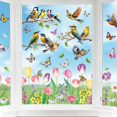 Colorful Rainbow Window Clings for Glass Windows, Clouds Double-Side Static Window Decals Anti Collision Glass Doors Window Stickers in Saudi Arabia