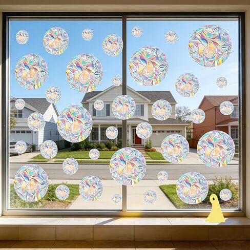 Colorful Rainbow Window Clings for Glass Windows, Clouds Double-Side Static Window Decals Anti Collision Glass Doors Window Stickers in Saudi Arabia