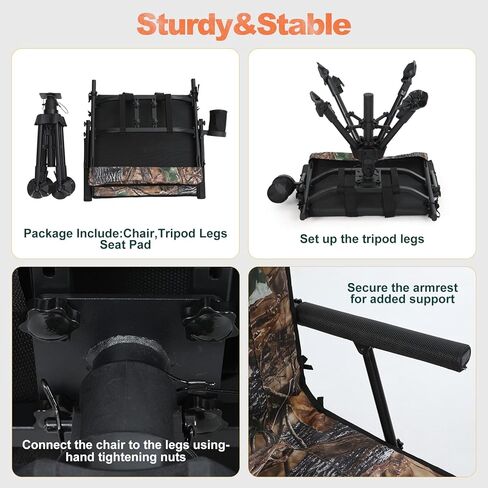 Nice C Heated Swivel Hunting Blind Chair, 360 Degree Silent Swivel Chair with Battery, Turkey Chairs, Strutter Chairs, 4 Legs Height Adjustable, Power Bank Included, Portable Ground Camping in Saudi Arabia