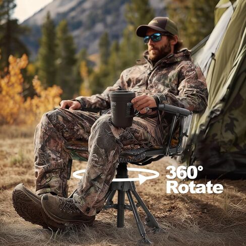 Nice C Heated Swivel Hunting Blind Chair, 360 Degree Silent Swivel Chair with Battery, Turkey Chairs, Strutter Chairs, 4 Legs Height Adjustable, Power Bank Included, Portable Ground Camping in Saudi Arabia