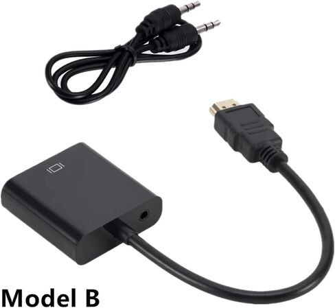 HDMI-Compatible to VGA Converter Cable with 3.5 Audio Power Supply HDMI Male to VGA Female Adapter for P;S/4 TV Box TV(Black with 2 Cables) in Saudi Arabia