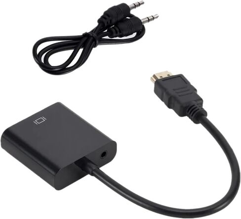 HDMI-Compatible to VGA Converter Cable with 3.5 Audio Power Supply HDMI Male to VGA Female Adapter for P;S/4 TV Box TV(Black with 2 Cables) in Saudi Arabia