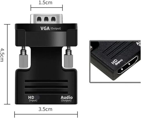 HDMI-متوافق مع محول VGA مع كابل صوت 3.5 ملم لجهاز الكمبيوتر TV Box Projector Full HD 1080P HDMI إلى محول VGA in Saudi Arabia
