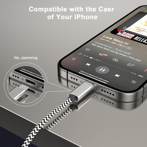 USB C to Aux Cord for iPhone 15,[MFi Certified] 2Pack USB C to 3.5mm Audio Aux Jack Headphone Car Stereo Nylon Braided Cable for iPhone15/15Plus/15Pro/15Pro Max,iPad Pro to Car,Speakers(3.3FT) in Saudi Arabia
