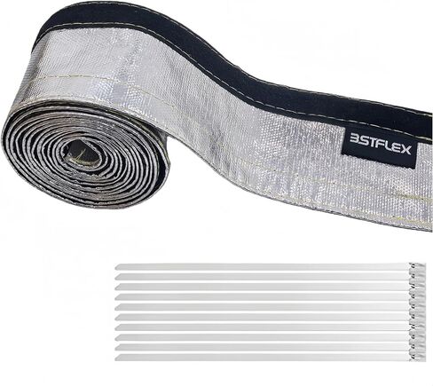 Wire Heat Shield Sleeve Aluminized Heat Shroud Heat Sleeving Fuel Line 2" I.D. X 3Ft with 10 Pcs Stainless Steel Cable Metal Zip Ties in Saudi Arabia