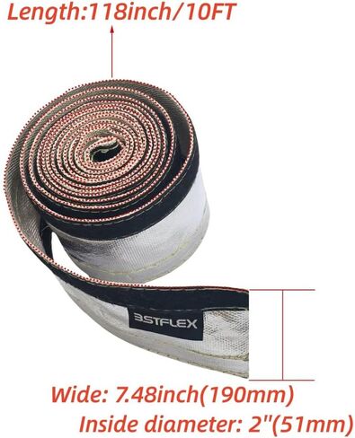 Wire Heat Shield Sleeve Aluminized Heat Shroud Heat Sleeving Fuel Line 2" I.D. X 3Ft with 10 Pcs Stainless Steel Cable Metal Zip Ties in Saudi Arabia