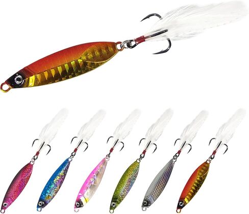 Eupheng 6PCS Metal Jigging Spoon Saltwater Fishing Jigs Spoons Lures Casting Vertical Diamond Jig Lures for Bass Trout Tuna Kingfish Snapper in Saudi Arabia