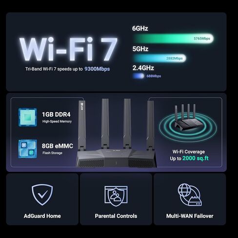 GL.iNet GL-BE9300(Flint 3) جهاز توجيه WiFi 7 ثلاثي النطاق و GL.iNet GL-BE3600 (Slate 7) جهاز توجيه السفر المحمول in Kuwait