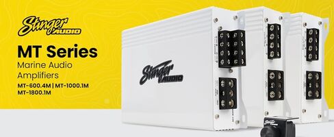 Stinger Audio MT-1000.1M 1000 Watt RMS 1-Channel Monoblock Marine Audio Subwoofer Amplifier + Stinger Audio MT-600.4M 1000 Watt RMS 4-Channel Compact Marine Audio Amplifier in Saudi Arabia