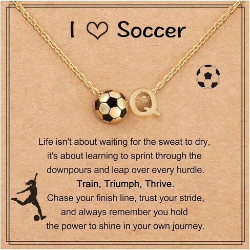 هدايا قلادة كرة القدم الأولية من A-Z للفتيات المراهقات والنساء، مجوهرات عيد الميلاد المجيد لعشاق كرة القدم مقاس 17+2 بوصة in Kuwait