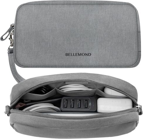BELLEMOND「Totono+」| Cord Organizer Tech Pouch | Travel Electronics Organizer Case for Cables & Chargers | Hidden AirTag Slot & Cable Pass-Through | Designed in Japan | Bamboo Green in Kuwait