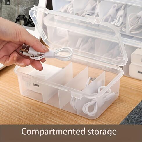 Stackable Cable Organizer Storage Box, Desktop Cord Management Box for Chargers, Jewelry, Hair Ties, Cab in Saudi Arabia
