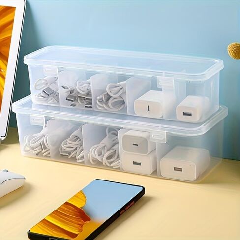 Stackable Cable Organizer Storage Box, Desktop Cord Management Box for Chargers, Jewelry, Hair Ties, Cab in Saudi Arabia