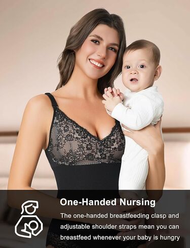 Lace Nursing Bodysuit, V Neck Breastfeeding Body Shaper for Tummy Control, Postpartum Sculpting in Saudi Arabia